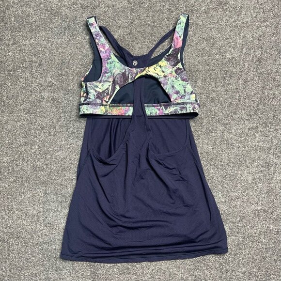 Lululemon Womens 6 All Sport Support Tank Top Shirt Blue Multicolor Sleeveless S - Picture 3 of 8